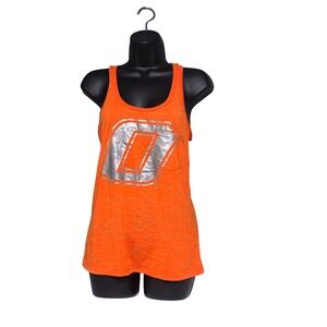 Blue 84 Women's Orange Tank Top‎ Silver Graphic Letter O Pocket Racerbac Size M